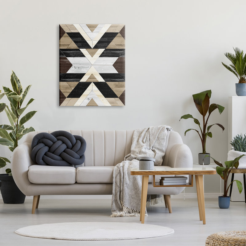 «Rustic Linear Aztec Shapes», art mural sur toile par Erica Billups, H 40 po x l 30 po x P 1,5 po, Toile tendue