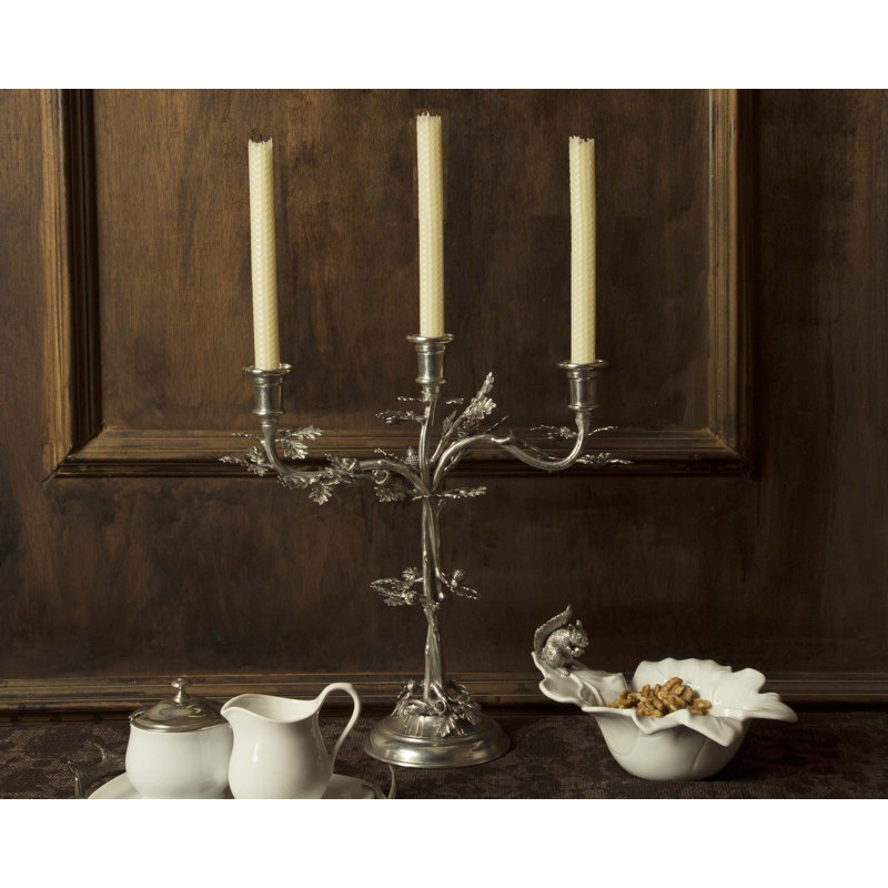 Majestic Forest 15.75'' H Pewter Tabletop Candelabra