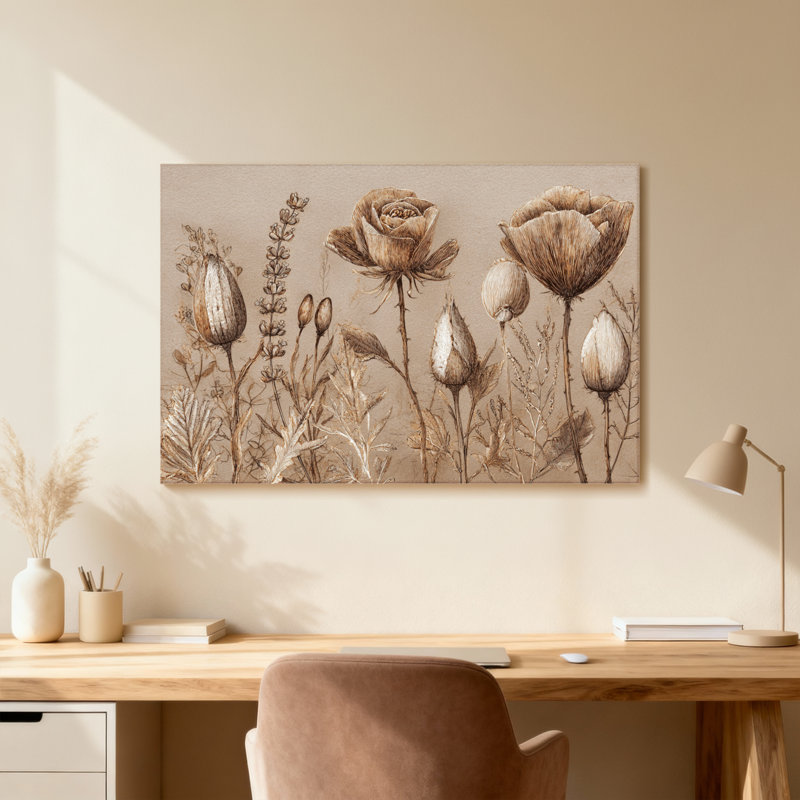 Plantes et fleurs, fleurs séchées, impression artistique, Toile tendue, Ne s’applique pas, H 24 po x l 36 po