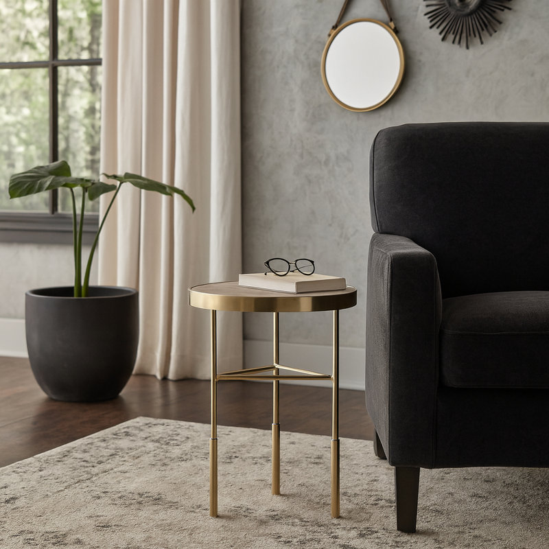 Table de bout chic avec plateau mince en travertin Chic