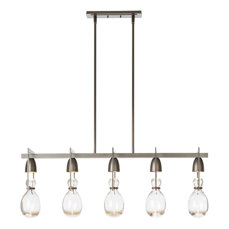 Luminaire suspendu linéaire à cinq lumières pour îlot de cuisine Apothecary, Fumée foncée