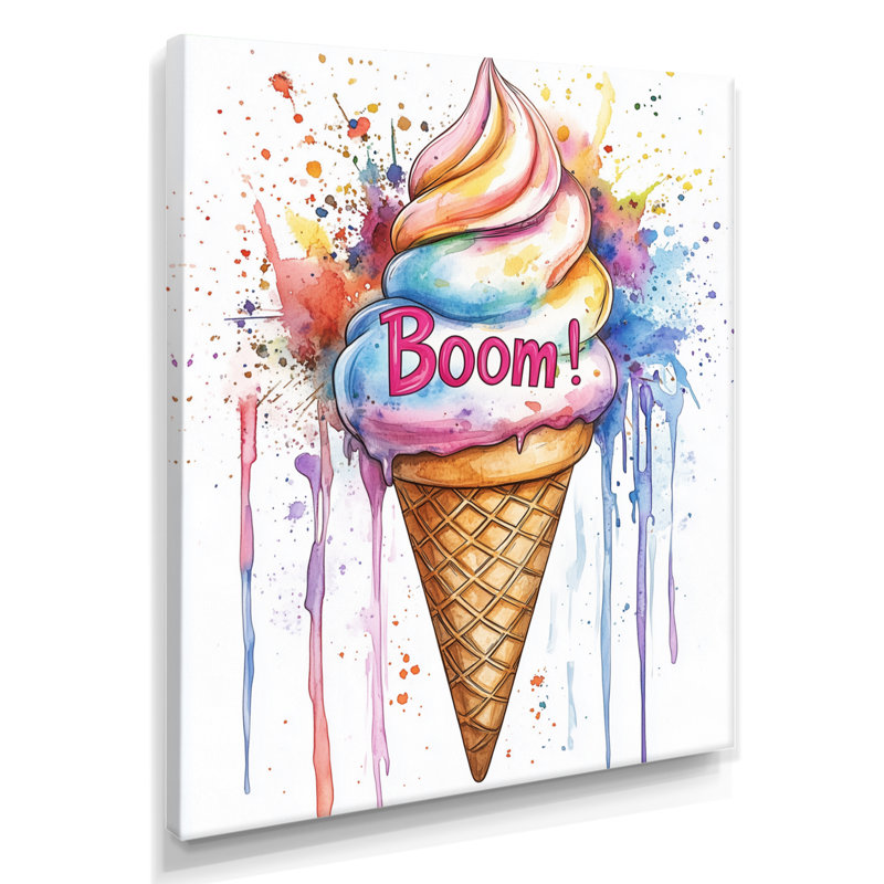 Glace pop art, décoration murale de style comique, bougie de crème glacée!, H 20 po x l 12 po, Toile tendue