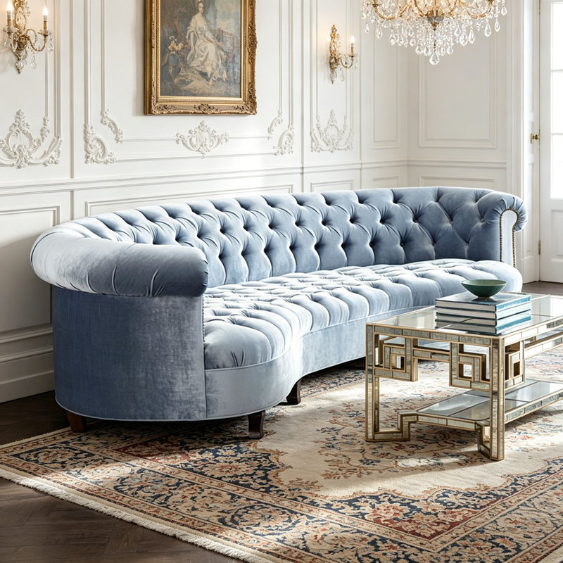 Canapé en velours bleu l 102,36 po