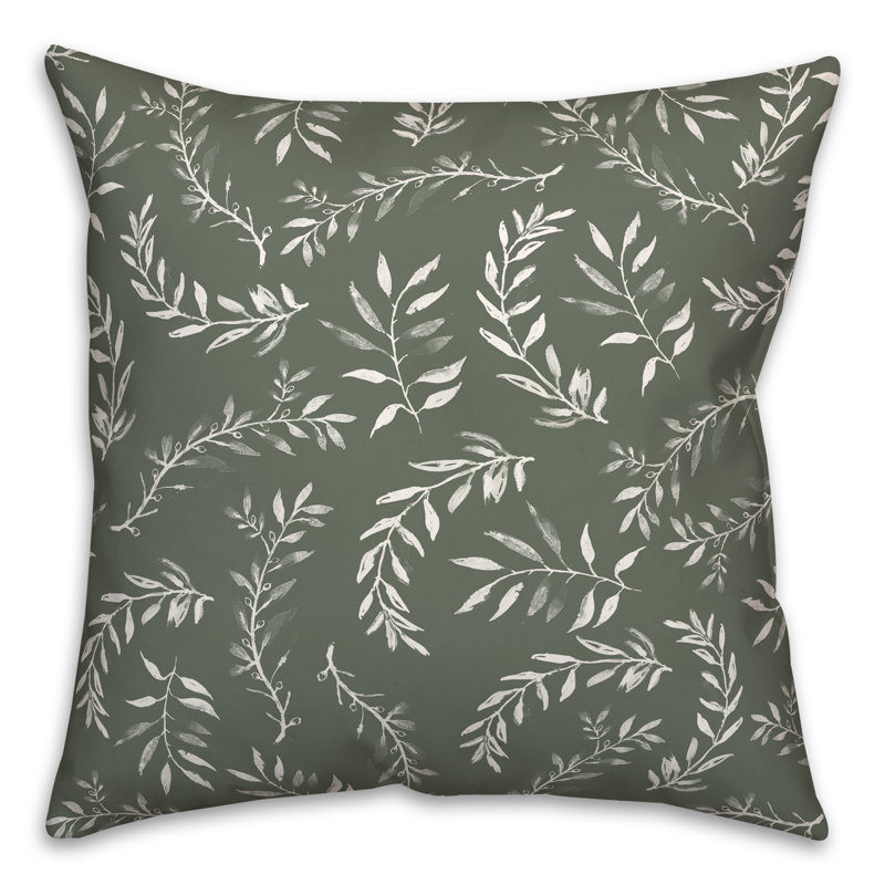 Floral Outdoor Reversible Throw Pillow, 18" H x 18" W, Sage