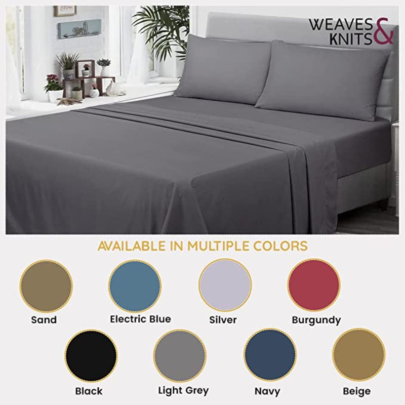 ENSEMBLE DE FEUILLES À SABLE, Gris clair, Ensemble de draps pour lit double