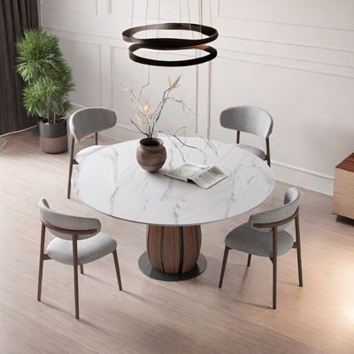 Sintered stone round dining table set