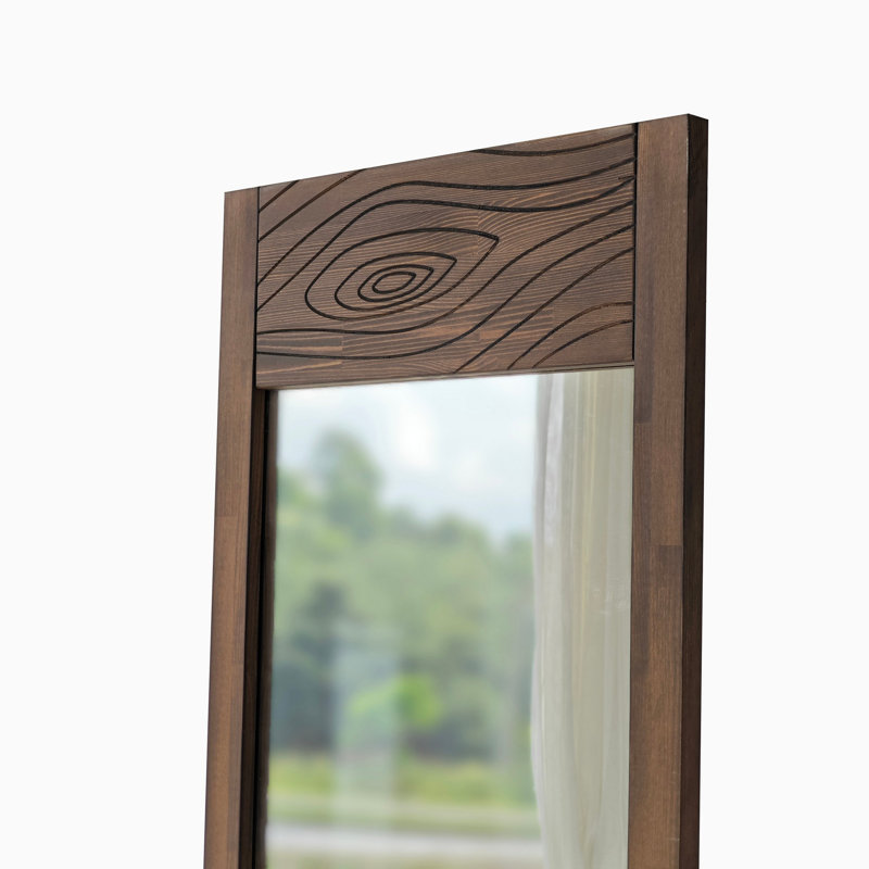 Élégant miroir Cheval, couleur noyer, 21,7 po x 61,0 po x 0,8 po | Miroir écologique 100% bois de pin massif | Conception traditionnelle parfaite pour les vestiaires et les chambres à coucher, ajout robuste et élégant