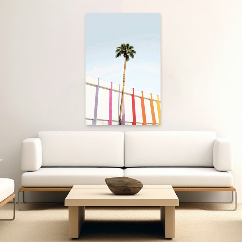 «Palm Spring Colors 2», art mural contemporain abstrait, H 60 po x l 40 po