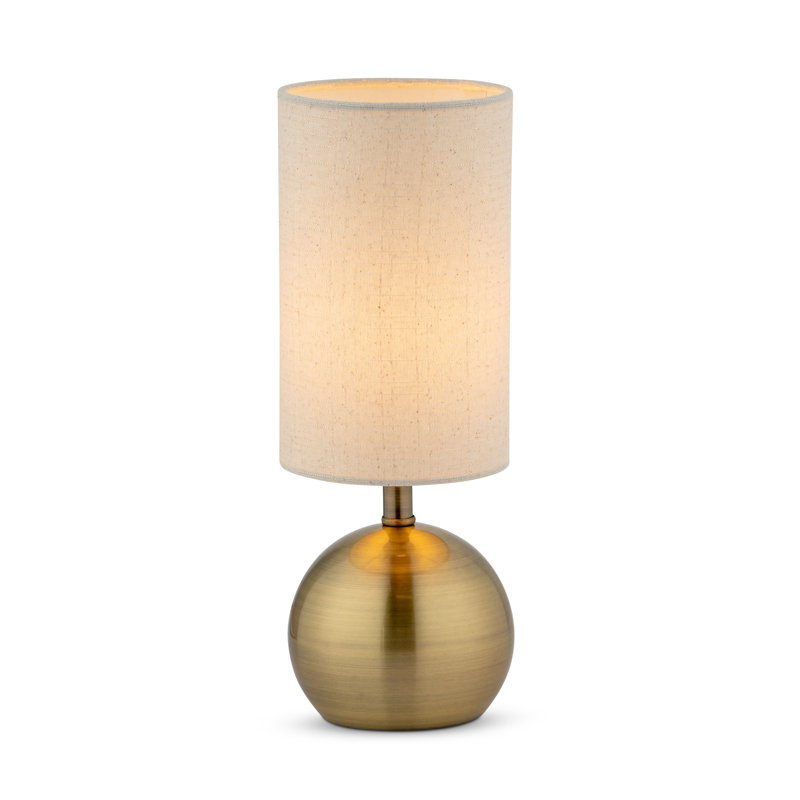 Kytalin 31.5Cm Metal Touch Ball Bedside Table Lamp, Antique Brass, Cream