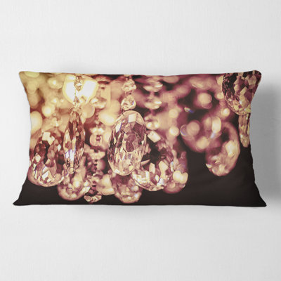 Bright Chandelier with Chrystak Hanging Rectangular Pillow Cover & Insert