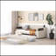 Lit de jour simple rembourré avec accoudoirs de rangement, gigogne et design USB, beige