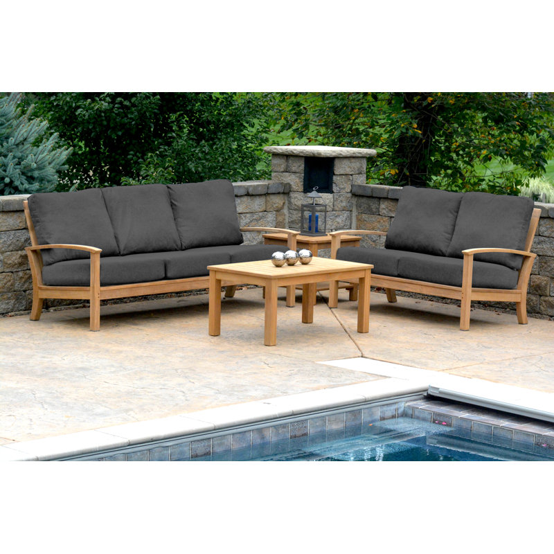 St. Lucia Teak Outdoor 3 - Seater Sofa, Cast Charcoal