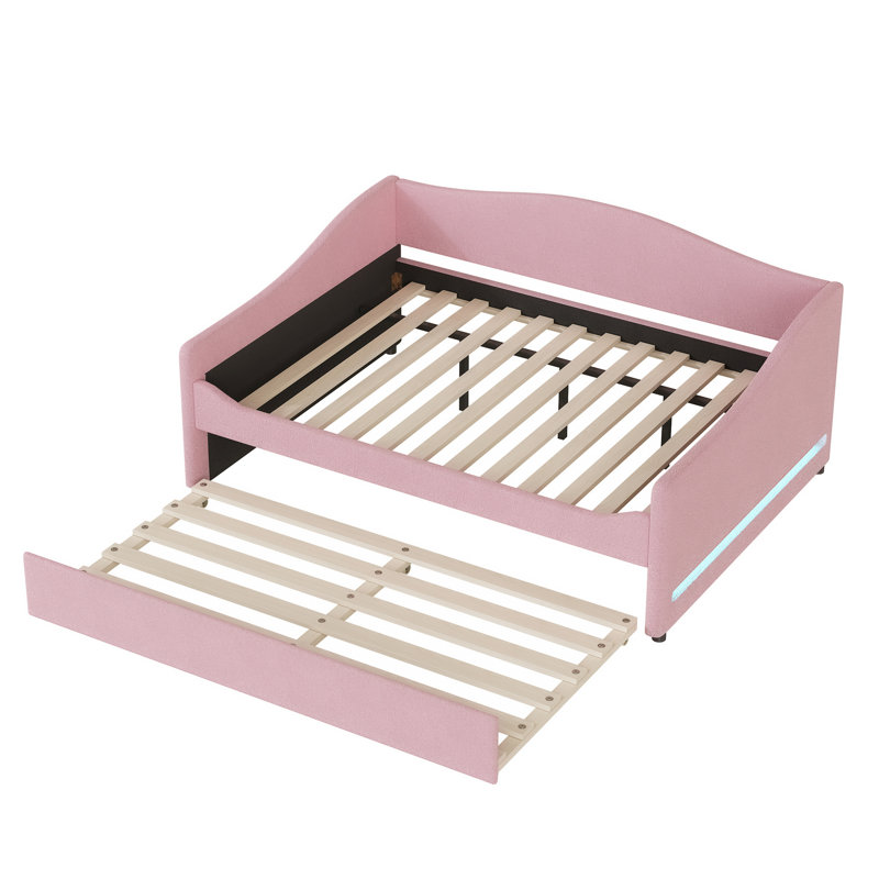 Pink Daybed With And Trundle For A Stylish Bedroom - Fashionable Bed Option Cozy Warm Inviting, Full, Pink