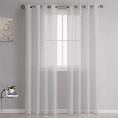 Semi Sheer Curtains For Bedroom 98 Inches Long Grommet Vertical Window Curtains  Drapes With Light Through For Living Room