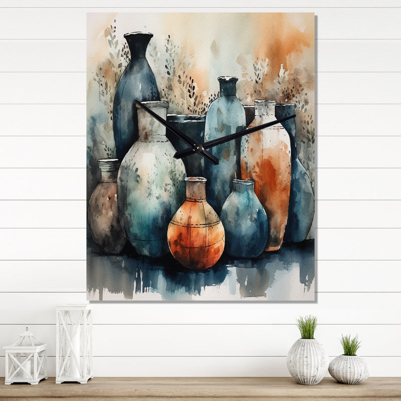 Horloge murale moderne Insunza - Boho Pottery, H 32 po x l 16 po x P 1 po