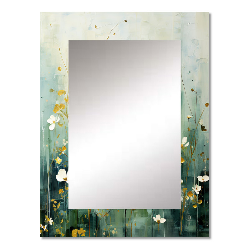 Purple Tranquil Oasis - Botanicals Unique Wall Mirror Decor, Modern Large Mirror, Printed Metal Art, 32" x 24"
