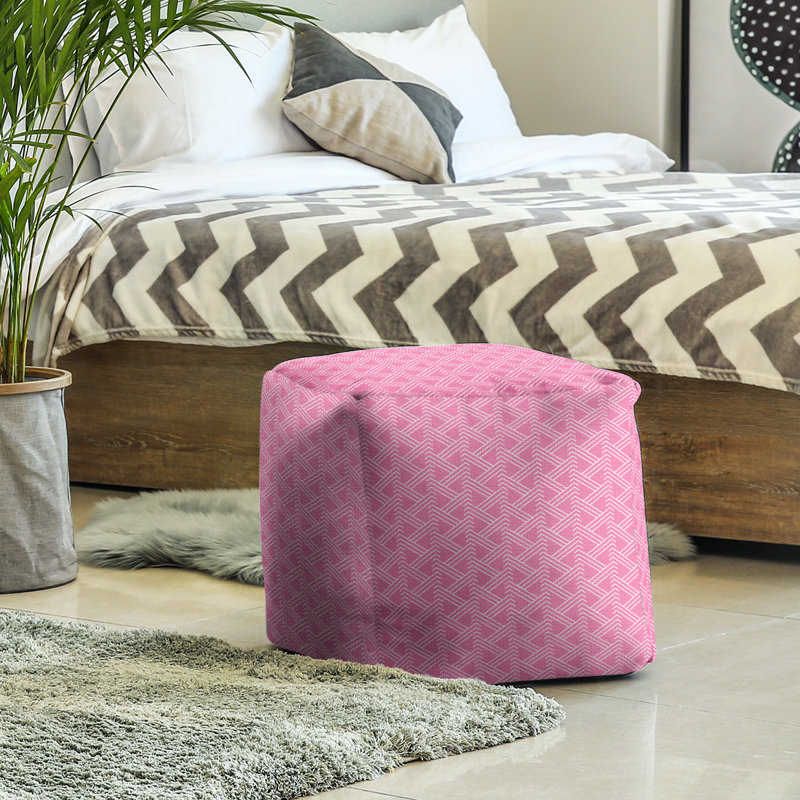Repose-pieds cube à motif zag full color zig, Rose / blanc