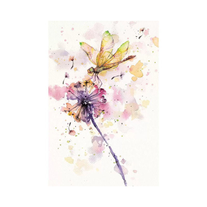 Dragonfly And Dandelion by Sillier Than Sally - Wrapped Canvas Painting, 152.5 cm H x 101.5 cm W