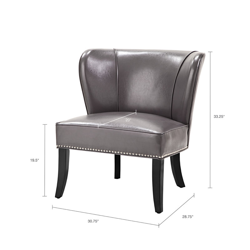 Fauteuil d'appoint en similicuir sans accoudoirs Alfredia, Similicuir gris