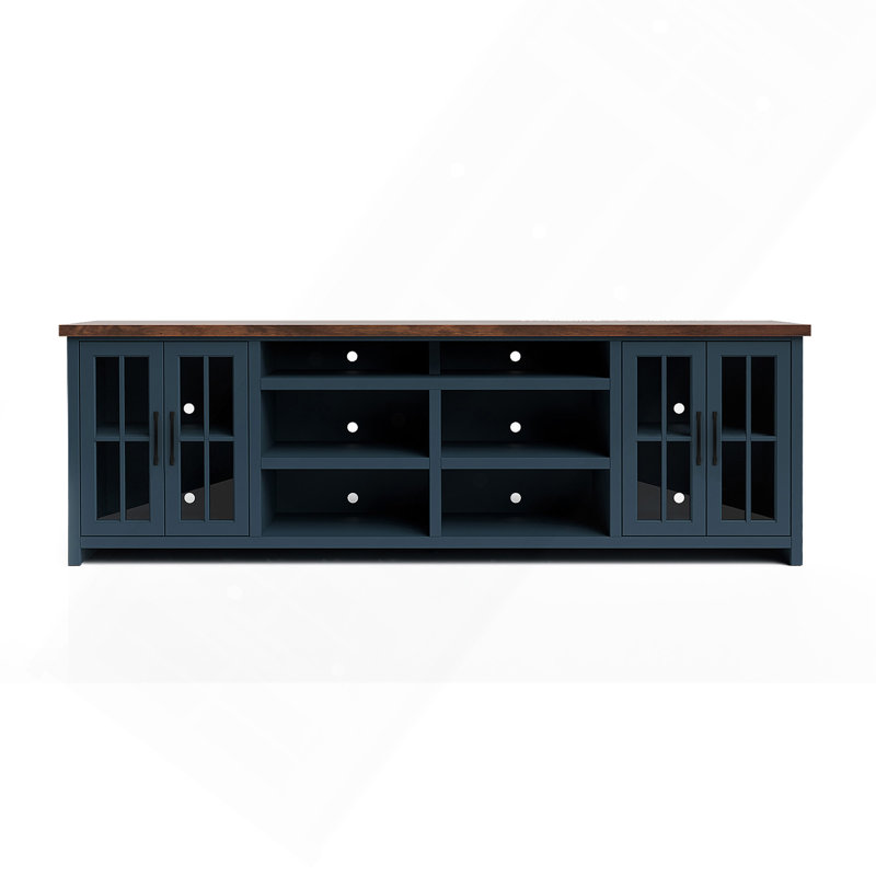 Meuble télé 96 po pour téléviseur de 100 po ou moins, aucun assemblage requis, style campagne moderne, Blue