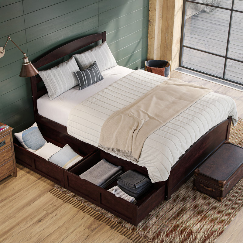Elliana Solid Wood Slat Storage Bed, Queen, Espresso