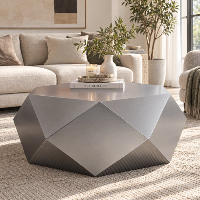 Table basse moderne en acier inoxydable, table de bout géométrique pour le salon