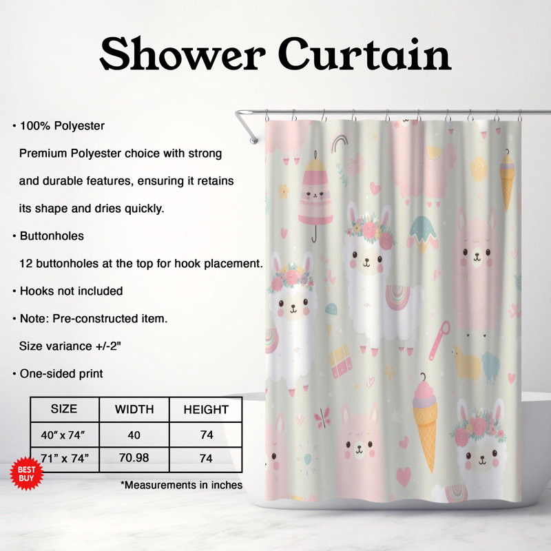 Rideau de douche standard 1 pièce Cute Fuzz, H 74 po x l 71 po