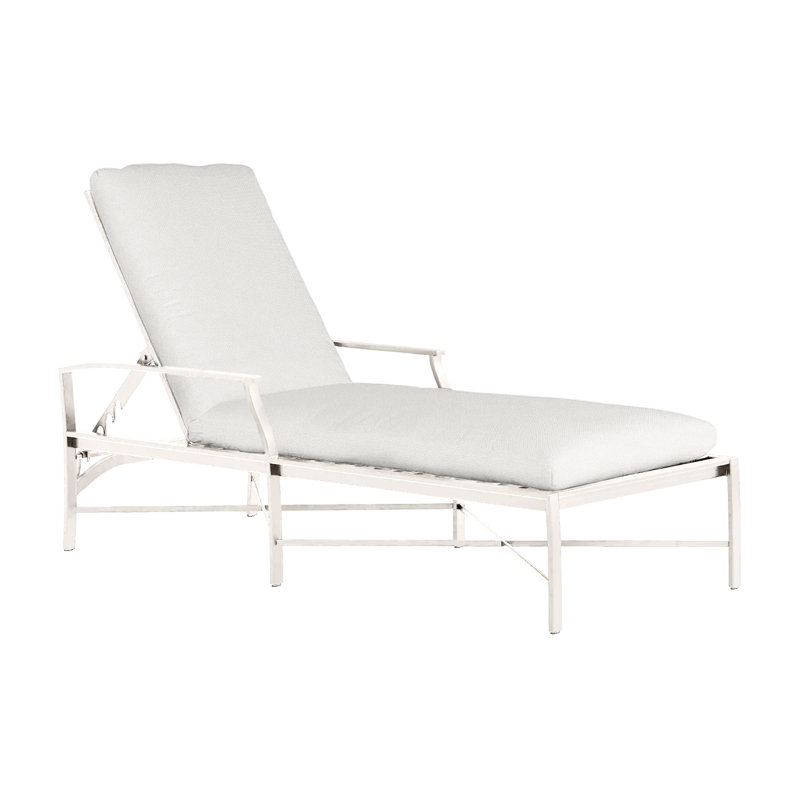 Monaco 76" Long Reclining Single Chaise with Cushions, No Welt, Intermix Bark, Slate Gray
