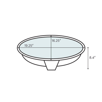 Lavabo de salle de bain ovale encastré en métal avec trop-plein Ellington