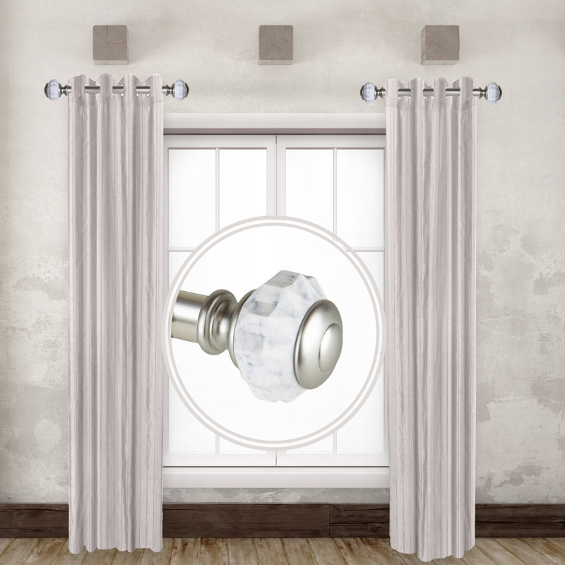 Tringle à rideaux simple Zadiee Linden, Nickel satiné