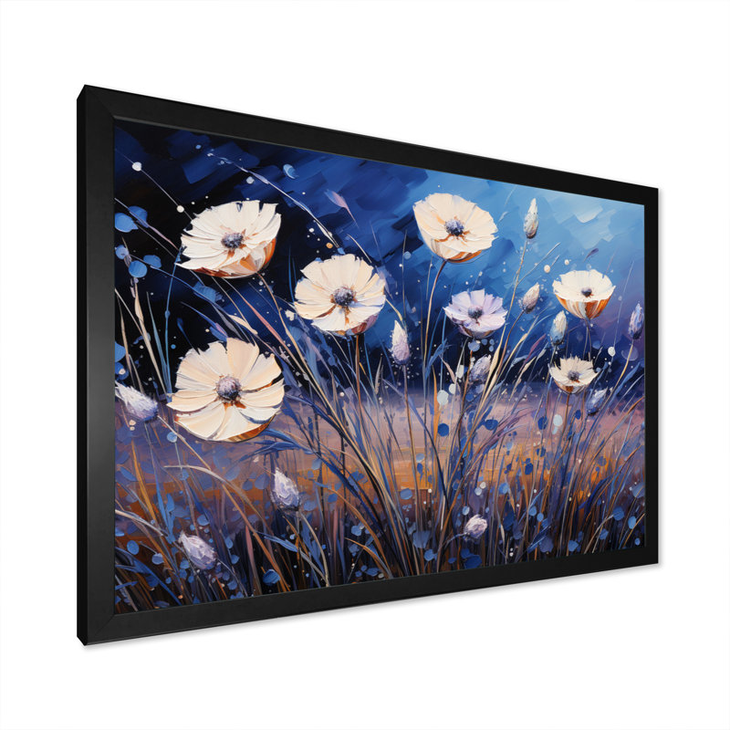 Bleu bleuet en cascade II - impression, H 16 po x l 32 po x P 1 po, Cadre simple noir