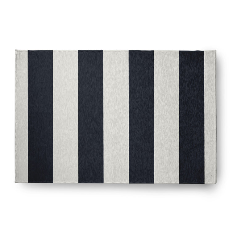 Lucene Striped Flatweave White/Navy Area Rug