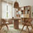 Japandi 35.5" Small Round Wooden Dining Table for 2 with Pedestal Base