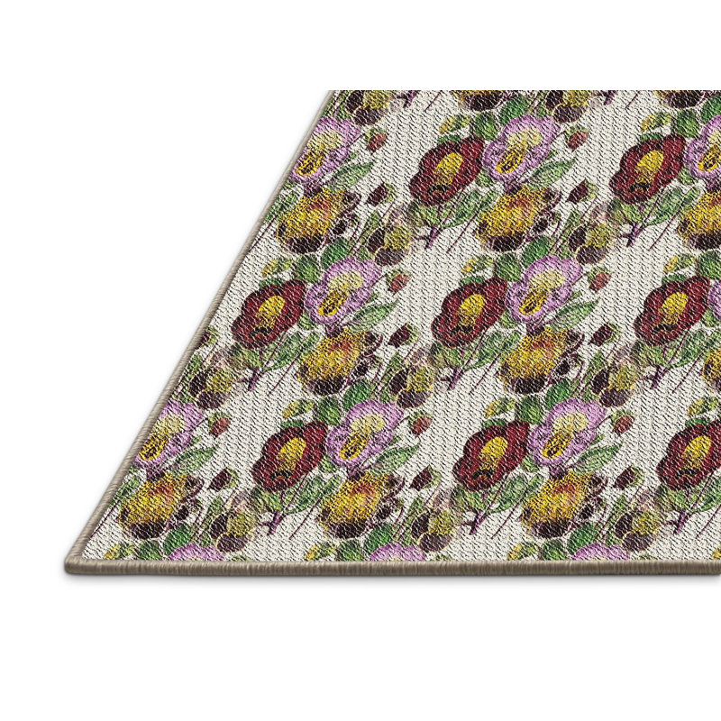 Tapis vert à motif floral John-James, Rectangle 8 pi x 12 pi
