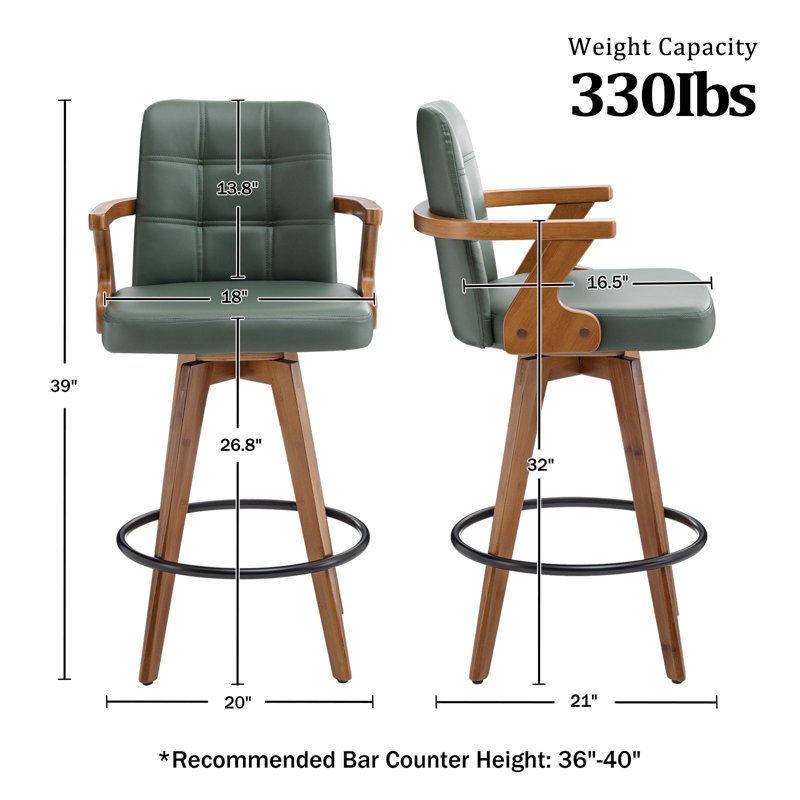 Tabouret de comptoir pivotant 27 po H, Vert
