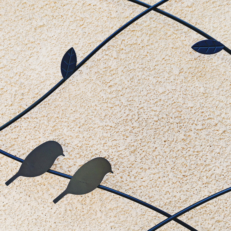 Paquet de 2 treillis de jardin en métal pour plantes grimpantes, support de fleurs extérieur antirouille et durable avec décoration d'oiseaux