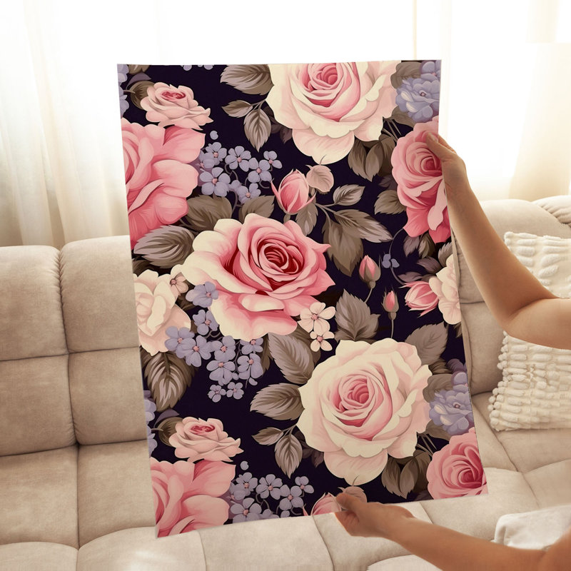 Floral Rose Pattern V Classical Unframed Art Print, 30" H x 20" W