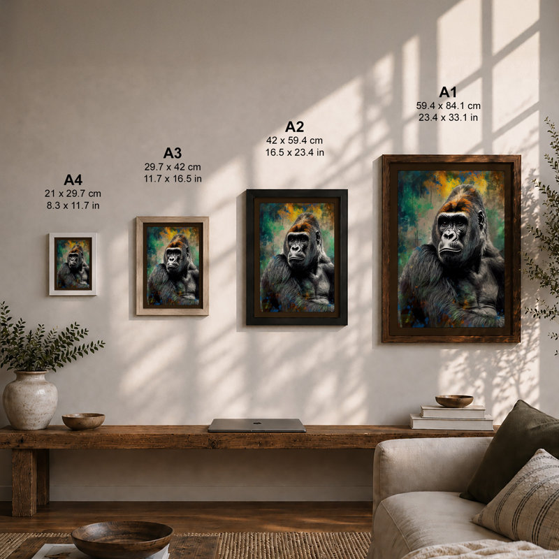 Gorilla's Gaze Modern - Print, A3 - 42.0 x 29.7 cm, Oak
