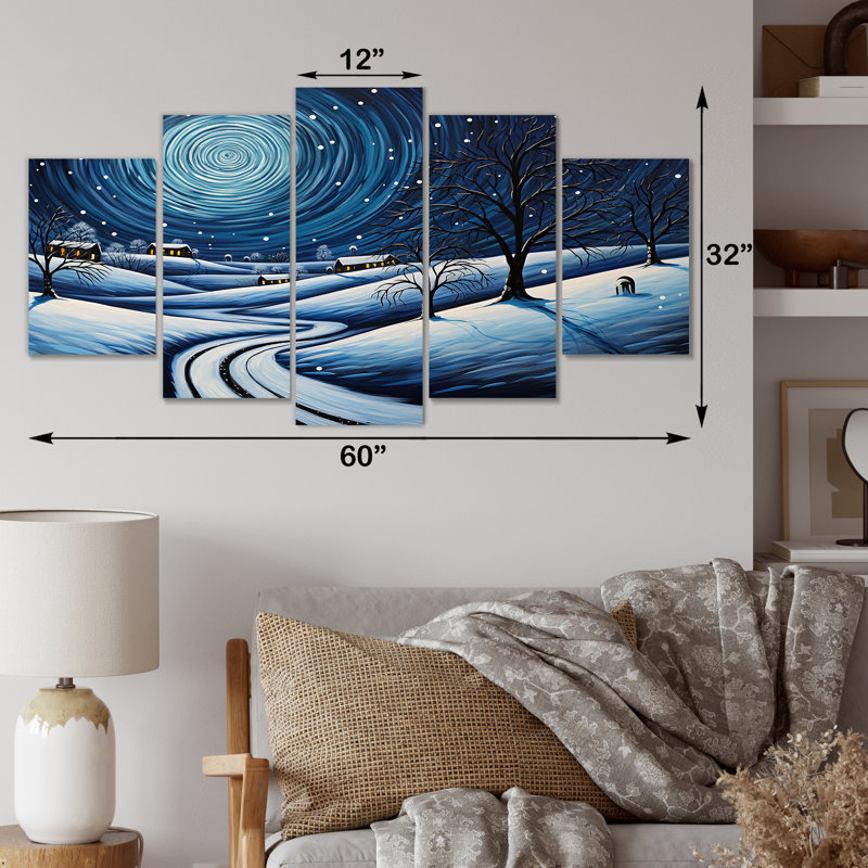 Frosty Pathway Road Into Winter Embrace IV - Art mural à multiples panneaux routiers