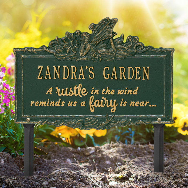 My Fairy Garden Personalized Lawn Plaque, Green/Gold, Yes