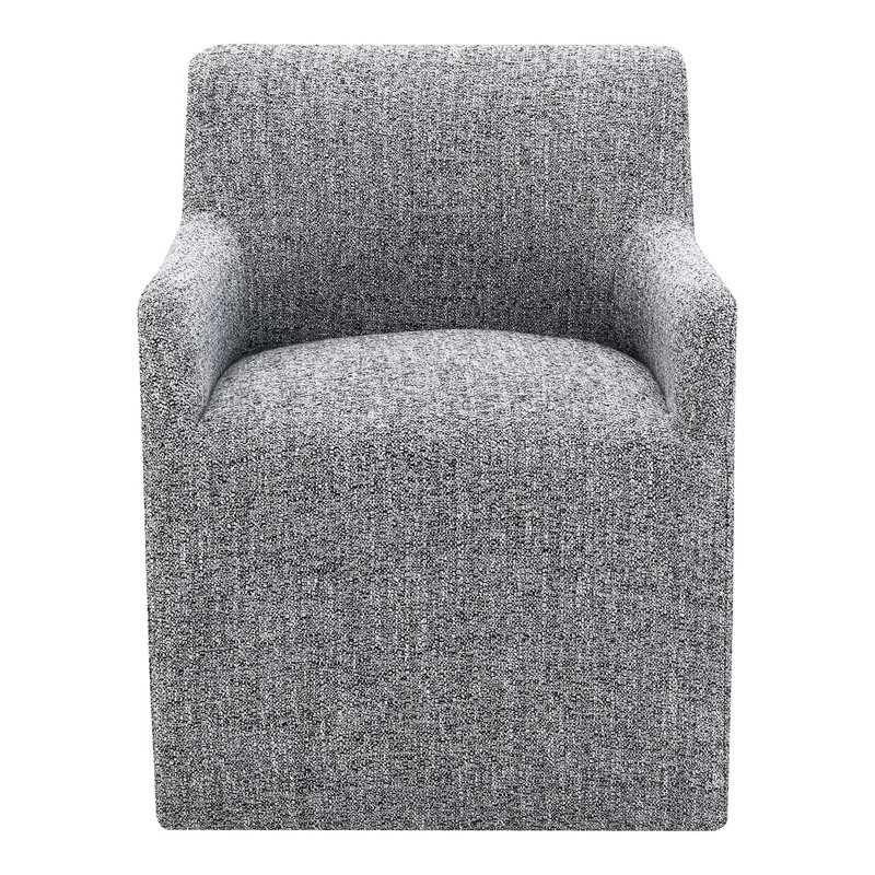 Chaise avec accoudoirs rembourrée avec roulettes Orya, Gris foncé