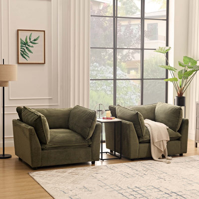 Ensemble de 2 chaises d'appoint rembourrées en peluche avec accoudoirs carrés Heffernan