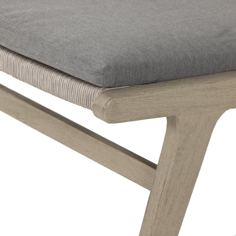 Julian Outdoor Teak Lounge Chair, Heathered Gray Rope, Weathered Gray