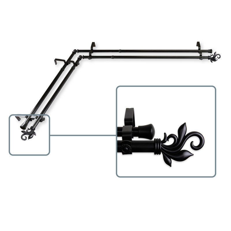 Tringle à rideaux double 0,81 po Rexford, Noir, 66 à 120 pouces