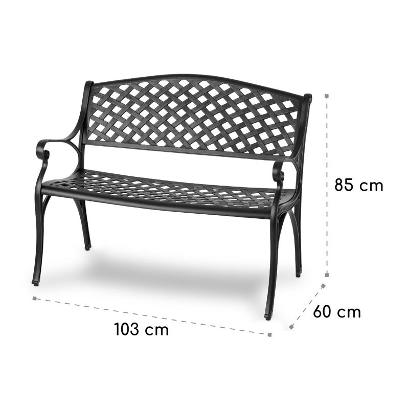 Metal Garden Bench, Black