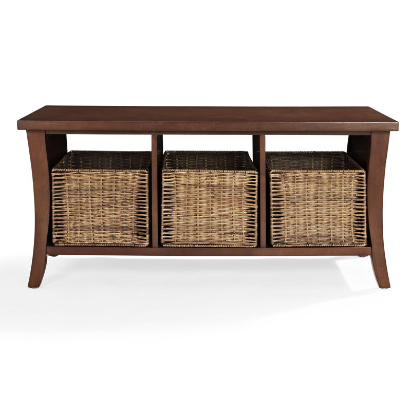 Banc de rangement en bois massif Lomanto, Acajou