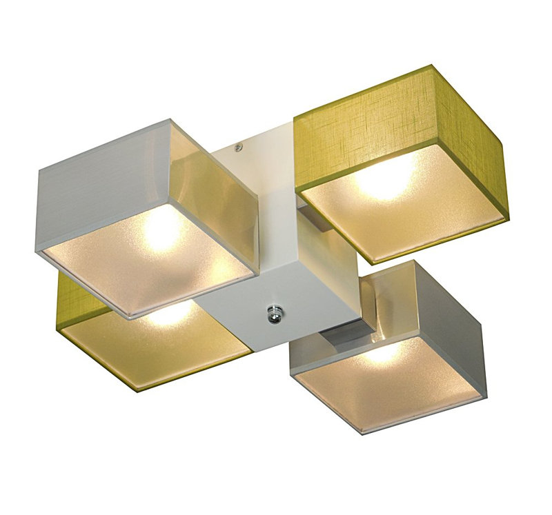 Miranda Semi Flush Mount, Wenge, Silver/Green, translucent