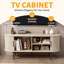 Meuble télé moderne de 47 po avec porte coulissante et armoire de rangement pour salon et chambre à coucher - couleur bois naturel | Idée de cadeau-877135674-877135673
