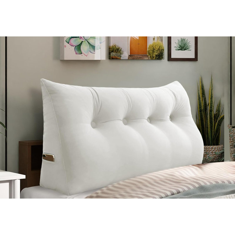 Triangular Backrest Cushion, White, 50cm H x 160cm W