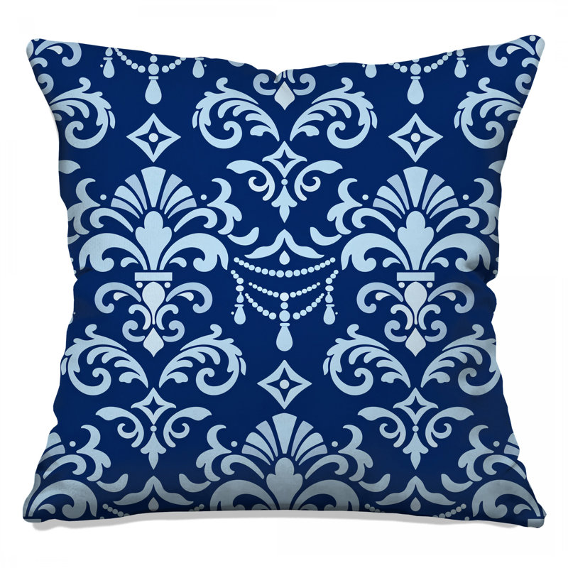 Blue Damask Pattern Double Sided Throw Pillows, 26 x 26 inches